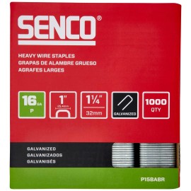 Senco P15BABR 1-1/4" 16 Gauge 1" Crown Heavy Wire Staples, Galvanized Finish 1,000 ...