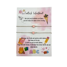Schulkind Armband Geschenke zur Einschulung Mädchen Mama Tochter Herz Armband Freundschaftsarmband Schultüte Ideen Schulanfang