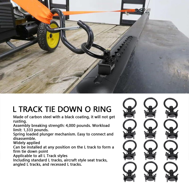 Jiawu 12 Pack Single Stud Fittings, L Track Tie Down