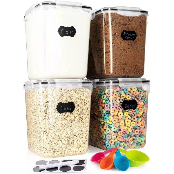 Flour Sugar Storage Containers (5.3L/4Pk) Great Rice Canisters Sets for