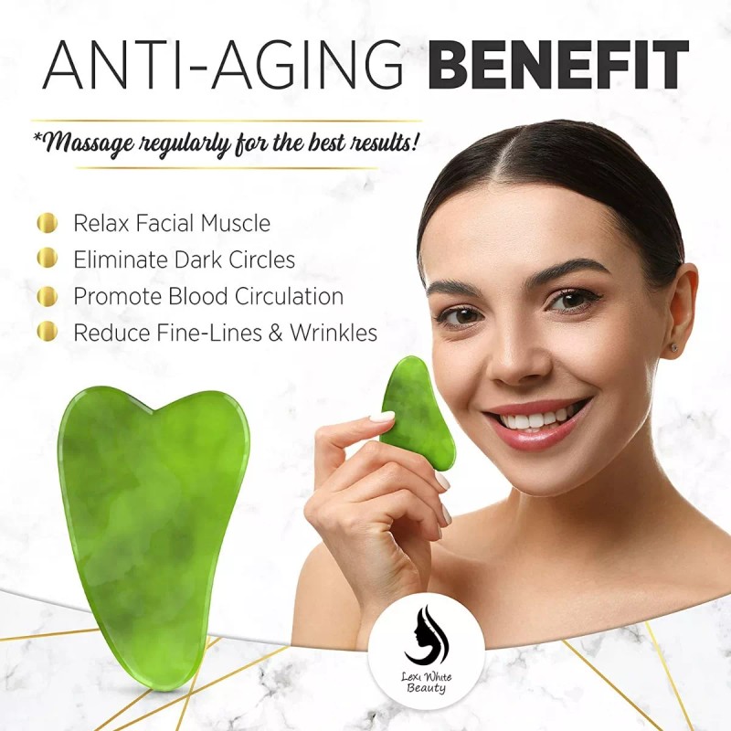 Jade Masage Rodillo Masaje Facial De Jade + Gua Sha