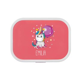 4you Design Personalisierte pinke Brotdose -EINHORN- mit Namen – inkl. Bento-Box & Snack-Gabel für Schule & Kindergarten, Geschenk für Kinder, Weihnachten (Pink)