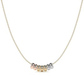 Cadena de Oro 14K Y 10K Mujer de 45 cm | Collar Italiano Fino con Aros Tricolores | Gargantilla Elegante con Broche de Argolla | Collares para Mujer