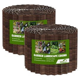 SnugNiture Corrugated Metal Garden Edging 4" x 50'-2 Pack, Sturdy Lawn Landscape Edging Border, Fence for Garden, Flower Bed and Yard (Brown)