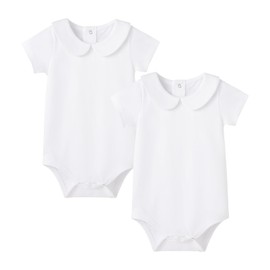 pureborn Baby Girls Romper Bodysuits 2-Pack Soft Cotton One-Piece Outfit for Infant Girls 18-24 Months