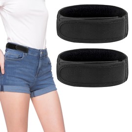 ARWIG 2 Pcs No Buckle Belt for Men, Adjustable No Buckle Belts Waist Belt Black Belt for Women Elastic Belt No Buckle Belts for Women (Black, M