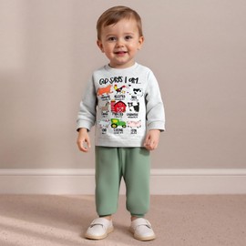 Fernvia Toddler Boy Fall Winter Clothes God Says I Am Long Sleeve Pullover Sweatshirts + Solid Joggers Pants Outfits Set (Animal Green, 6-12 Months)
