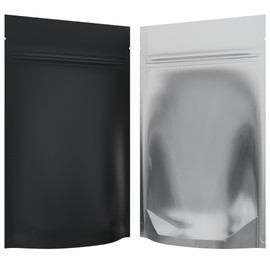 Mylar Style Barrier Bags – Zipper w/Heat Seal – 100 Bags (Matte Black/Clear, 1/4 Ounce - 4?x6.5?x1.78?)