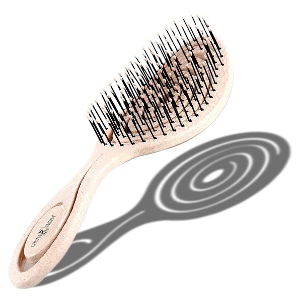 CHIARA AMBRA® Organic Hair Brush with Straw, Climate Neutral, No Tugging, Detangling Brush
