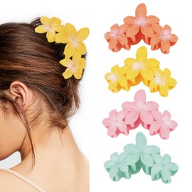 Ondder 4 Pcs Big Flower Hair Clips for Women - Large Matte Claw Clips for Thick Hair, Non-Slip Strong Hold Jaw Clips - Accessories for Women and Girls