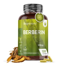 Berberine Capsules 500 mg - 95% Berberine HCL - 4 Month Supply - 120 Vegan Capsules - From the Berberis Vulgaris Plant - Natural Dietary Supplement without Magnesium Stearate - by WeightWorld