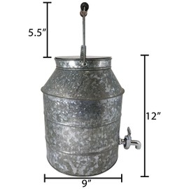 2½ Gallon Beverage Dispenser with Spout for Pouring, Carry Handle, & Lid - Sturdy Galvanized Steel, Ideal for Parties, Weddings, Indoor or Outdoor (12" Tall, 9" Wide) Silver - SciencePurchase