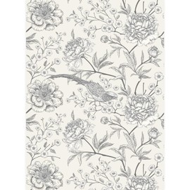 MUDECOR Wall Mural Sketch Floral Detailed Flowers and Birds in Black and White Not Peel and Stick, Non-Woven Wallpaper Wall Decoration for Bedroom Living Room - 132"x96"