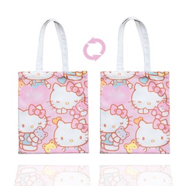 Eiodlulu Aesthetic Canvas Tote Bag Cute Reusable Cotton Cloth Crossbody Bag Handbag Work Shopping Gym Kitchen (Pink （two side）)