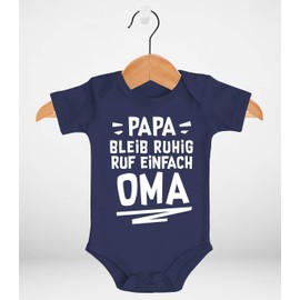 MoonWorks® Baby bodysuit saying funny Papa bleib ruhig ruf einfach Mama/Oma organic cotton boys and girls - Grandma Navy