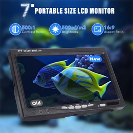 Underwater Fishing Camera, 7 Inch LCD Monitor Portable Fish Finder Waterproof 1000TVL Fishing Camera Waterproof IP68 with 65.62ft Cable for Lake, Boat, Ice Fishing (Cable20M)