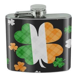 St. Patrick's Day Irish Flag Shamrock Stainless Steel 5oz Hip Drink Kidney Flask