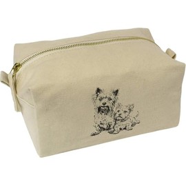 'Yorkshire Terrier Mother and Puppy' Canvas Wash Bag/Makeup Case (CS00041853)