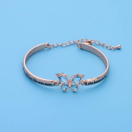 LQRI Butterfly Inspirational Bracelet Graduation Gifts Just When The Caterpillar Thought Her Life Was Over She Began To Fly Butterfly Charm Bracelet Motivational Gifts for Her (b-rose-just when)