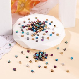 FASHEWELRY 200Pcs Natural Hematite Cross Beads Electroplated Synthetic Mini Cross Spacer Bead Hematite Gemstone Beading Kit for Bracelet Necklace Earring DIY Jewerly Making