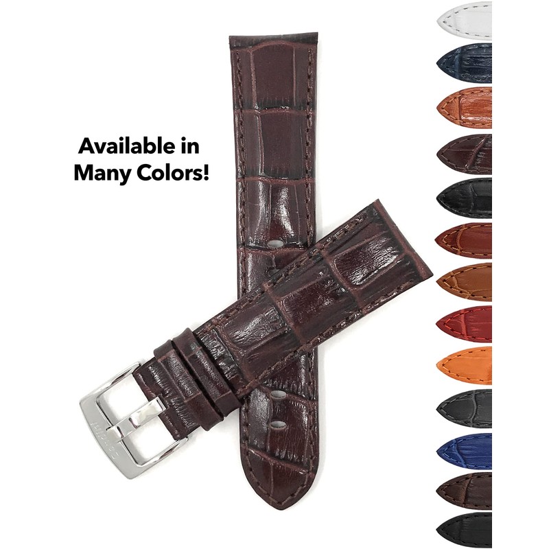 Bandini 18mm Mens Italian Leather Watch Band Strap - Brown