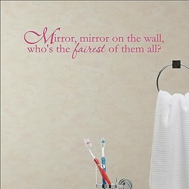 Mirror, Mirror on The Wall, Who's The Fairest of Them All |Bathroom Sticker Decal | Bathroom Signs | Kids Bathroom Room Decor | Dark Pink