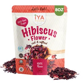8oz bag - Hibiscus Flowers | Loose Tea (100+ Cups) | Cut & Sifted | 8oz/227g Resealable Bag | 100% Raw From West Africa | by Iya Foods
