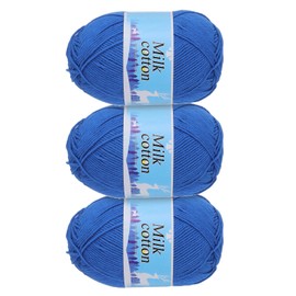 Rebower Cotton Yarn,60% Cotton and 40% Acrylic Fibers Soft Knitting Yarn [for Hand DIY Bag Cushion Crocheting Knitting Projects Home Decor], -3 Skeins/3×252yards/3×4.23oz/Navy Blue