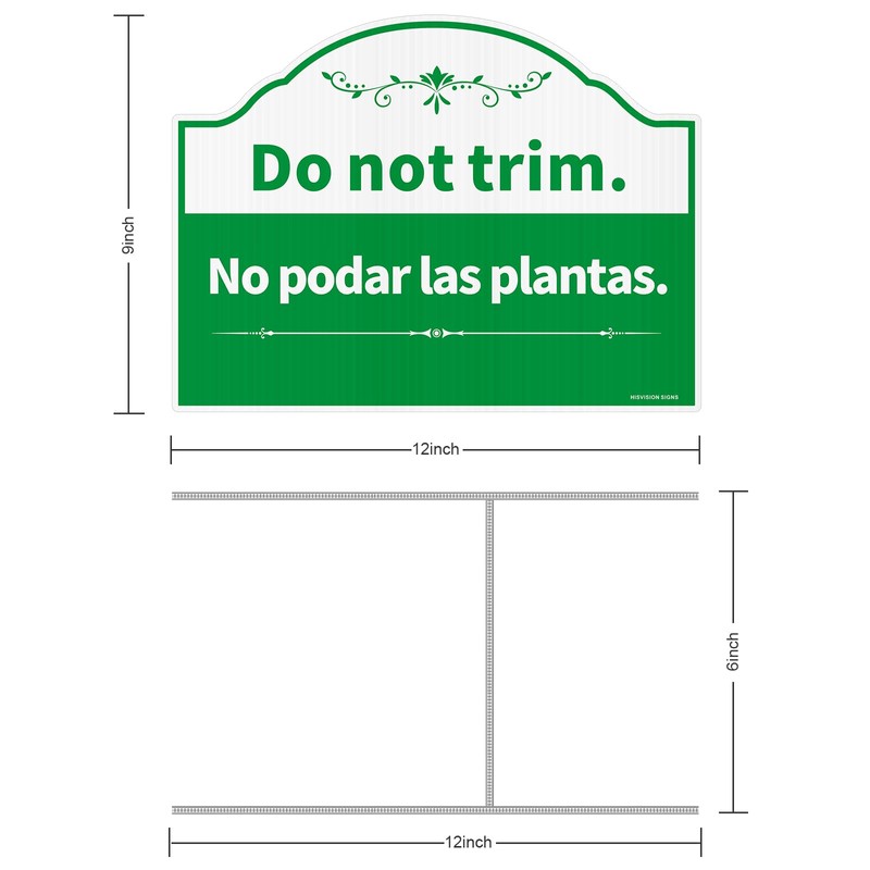 Do Not Trim Sign,Bilingual Plant Sign in English and Spanish,
