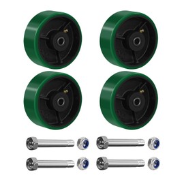 NINOSO 5" x 2" Heavy Duty Caster Wheels, Polyurethane on Cast Iron Wheel, Set of 4 Replacement Industrial Wheels for Cart Toolbox (4 Wheel, Green)