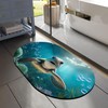 YNXTYB Oval Bath Mat Turtle Smiling Under The Sea Diatomaceous