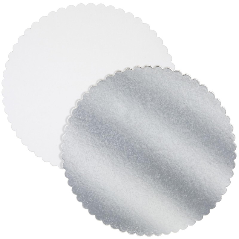Juvale 10-Inch Scalloped Silver Cake Boards - 10 in, 12-Pack