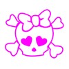 Skull and Cross Bones with Heart Eyes decal sticker -
