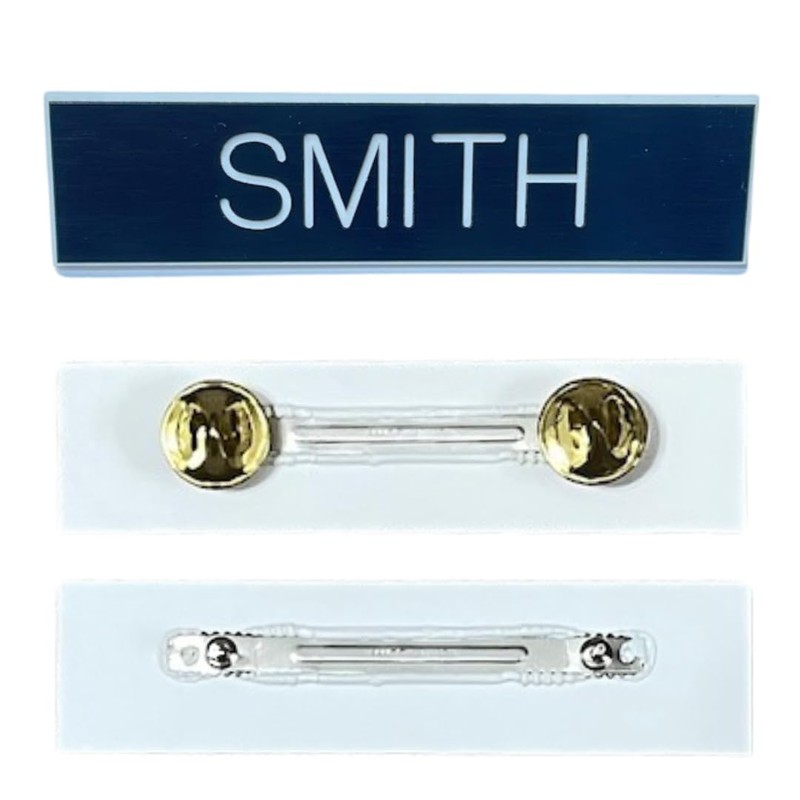 Navy Name Tag, Plastic, Black (Regular Pin Posts)