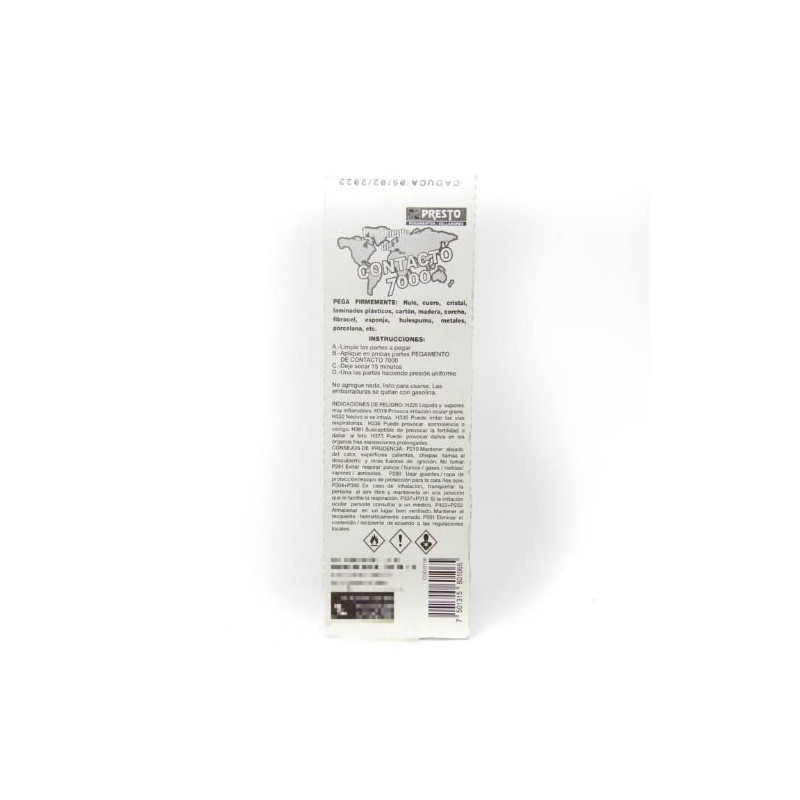 Pegamento Contacto 7000 Presto Amarillo Uso General (60 ML)