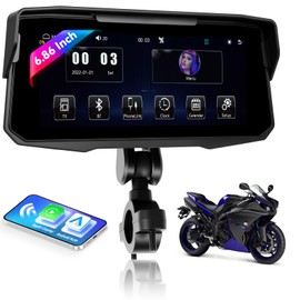 Carplay Screen for Motorcycle,Portable Wireless CarPlay&Android Auto for Motorcycle,6.86 Inch IP68 Waterproof Portable Radio with Bluetooth,EQ,TF Port
