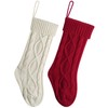 LEACOOLKEY 2 Pack Christmas Stockings 18 Inch Large Size Cable