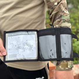Tactical Arm Sleeve Map Pouch Case Documets Holder Wrist Case Wrist Map Holder Wristband Map Case Military Arm Pouch Tactical USA Flag Patch (Black)