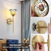 XIYOUVE 2 Pack Gold Wall Sconce with Modern Flower Glass