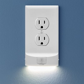 2 Pack - SnapPower MotionLight [for Duplex Outlets] - Motion Detecting LED Night Lights Built-in to Wall Plate - Bright/Dim/Off Options - Auto On/Off Sensor - (Duplex, White)