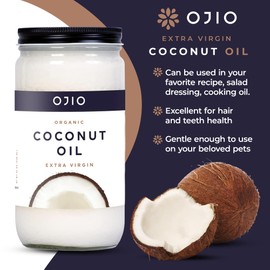 Ojio Virgin Coconut Oil – Unrefined Cold Pressed Extra Virgin Coconut Oil for Cooking, Baking, Skin & Hair Care – Gluten-Free, Low-carb, Keto & Paleo Friendly – 32 Fl Oz (Pack of 1)