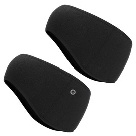 PATIKIL Ear Warmer Headband, 2 Pack Polar Fleece Ear Warmer Winter Stretchy Running Sweatband Outdoor Essential for Jogging Walking Skiing, Black