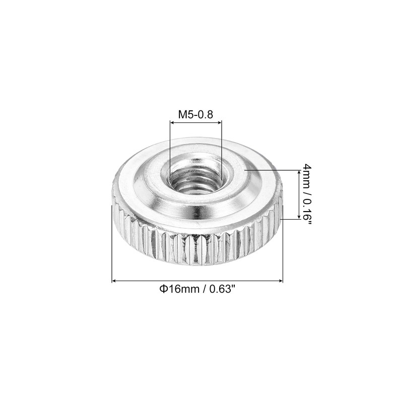 sourcing map 5Pcs M5 Knurled Thumb Nuts, Carbon Steel Round