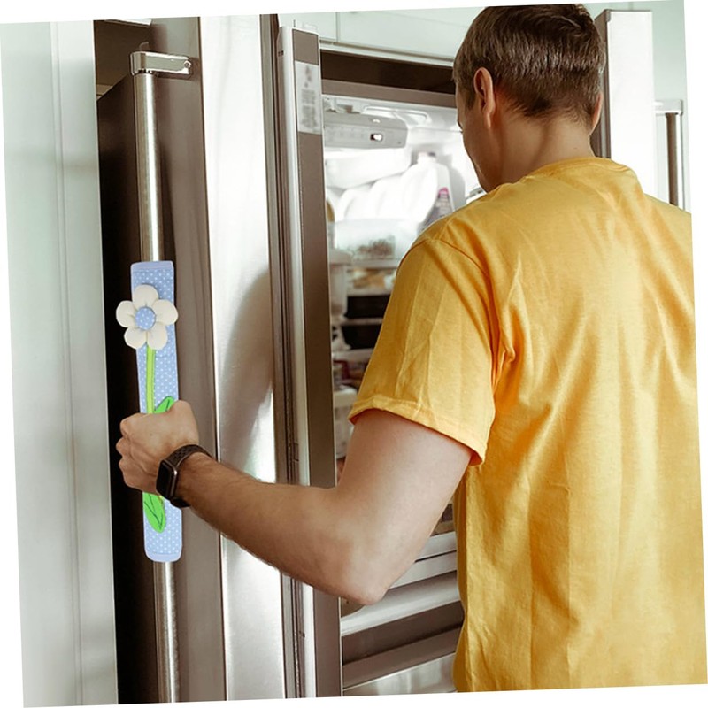 KOMBIUDA 2pcs Flower Decorated Refrigerator Door Handle Cover Kitchen Fridge