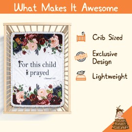 Dear Baby Gear for This Child I Prayed Floral Minky Dot Baby Blanket with Ruffle — Soft Baby Blanket That Keeps Babies Warm — Perfect Size for a Crib, Stroller or Car Seat — 43 x 33 Inches