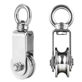 Pulley Steel Cable, Stainless Steel Pulley for Ropes, Pulley U-Groove Roller Wheel with 2 Ball Bearings, Load Capacity 280 kg, Suitable for Home, Gym, Outdoor, Pack of 1
