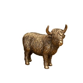 Darthome 12cm Bronze Highland Cow Ornament Small Resin Decorative Sculpture Figure Animal