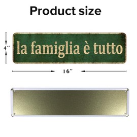 Italian Family Sign Family is Everything - La Famiglia E Tutto, Farmhouse Style Tin Signs with Quotes Sayings Signs 4x16 Inches