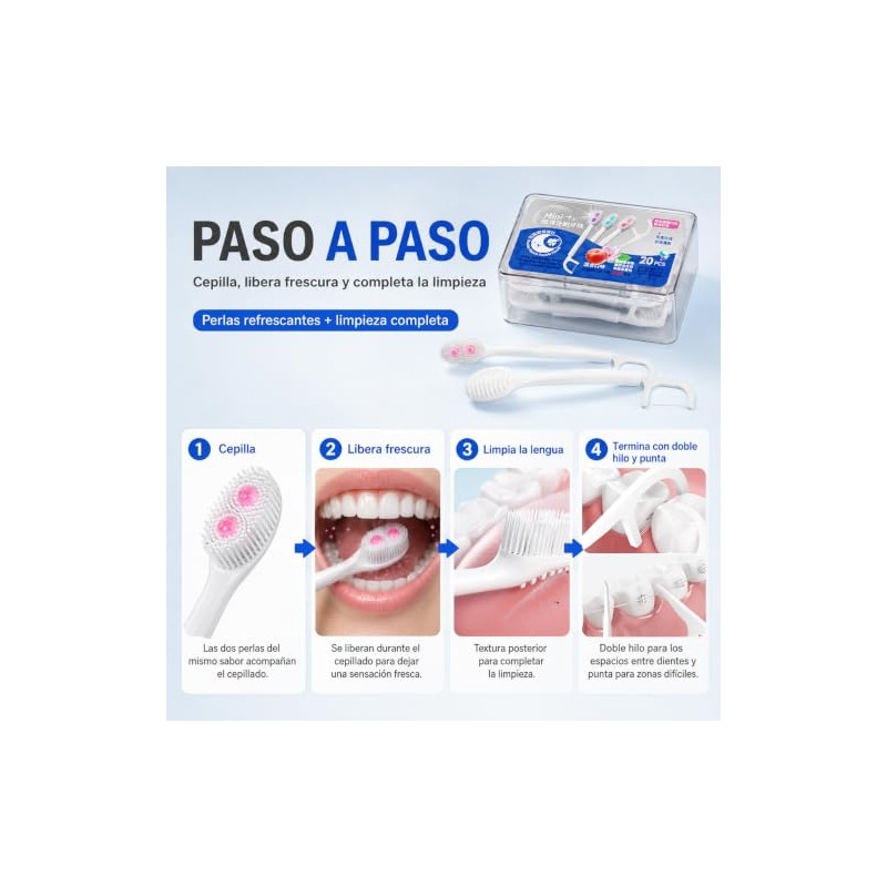 Mini Cepillos de Dientes Desechables 4 en 1 con Doble