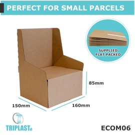 Triplast Ecommerce Crash Lock Boxes with Peel & Seal Strips - Pack of 5 x ECOM06 (160x150x85mm) - Easy to Assemble Quick Seal Strong Cardboard Postal Box Mailers for Packing & Shipping Small Parcels